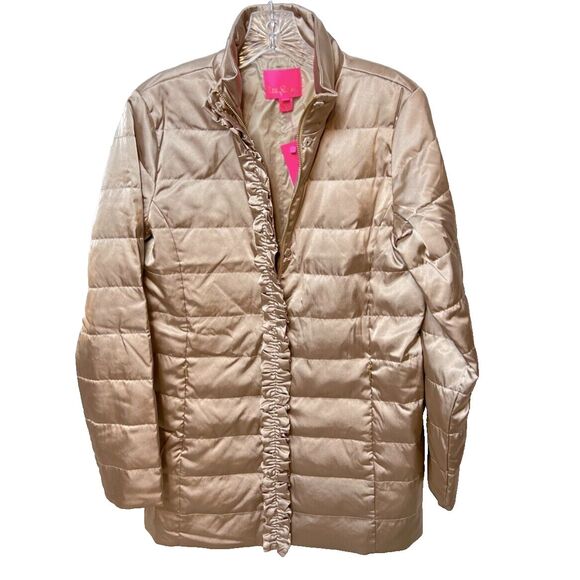 Lilly Pulitzer Jacket Doria Down Puffer Gold Metallic Size 2 - Picture 9 of 14